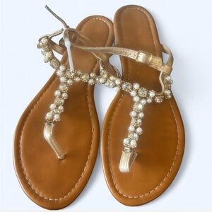 Elegant Gold Beaded Sandals